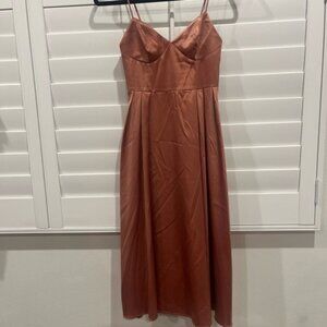 H & M Pink Satin Girly Barbie Midi Dress Formal Womens Size 2